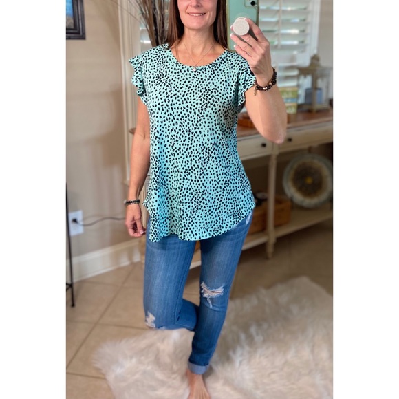 ❤️‍🔥Flutter Sleeve Small Leopard Print Mint Green 5020 - Picture 9 of 16
